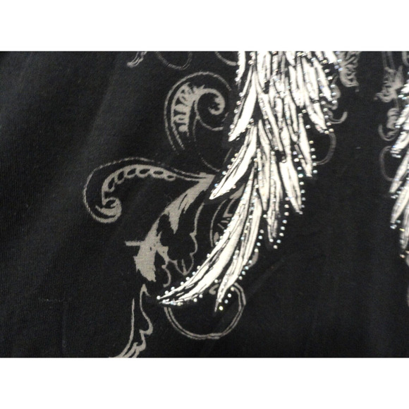 From Los Angeles Bus Stop Rhinestone Wings Black Tank Top Y2K Women's Size Large - Picture 5 of 9